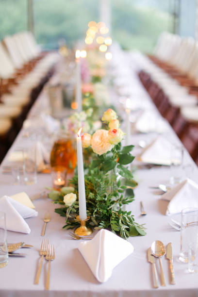 istock Decorated for banquet table at restaurant 1186118543