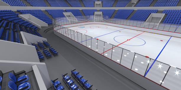 istock Interior hockey stadium with blue seats. 1186122978