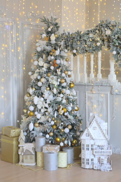 istock Christmas tree with toys, balls and lights 1186124053