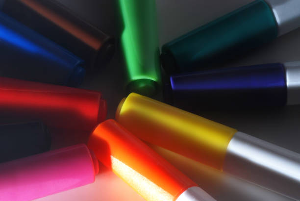 istock Multi-colored markers are laid out to each other 1186129589