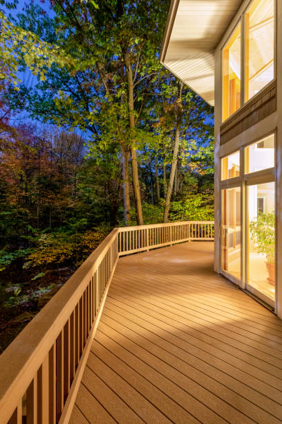istock Deck on Home in Woods at Night 1186130776