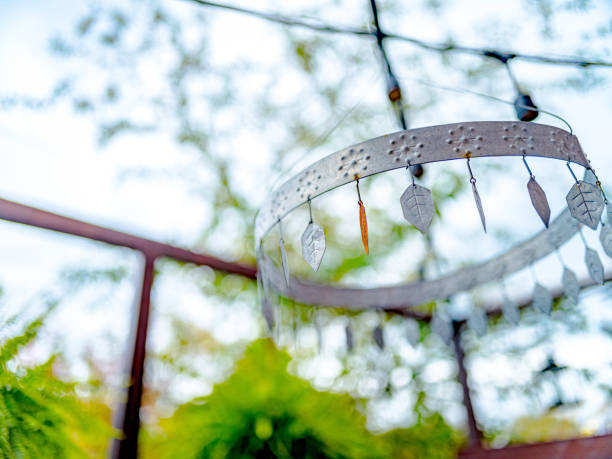 A front porch full of relaxing wind chimes.