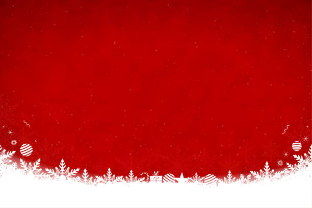 赤い水平クリスマスの背景ベクトル図の下部に白い色の雪と雪片 - backgrounds christmas snow white点のイラスト素材／クリップアート素材／マンガ素材／アイコン素材