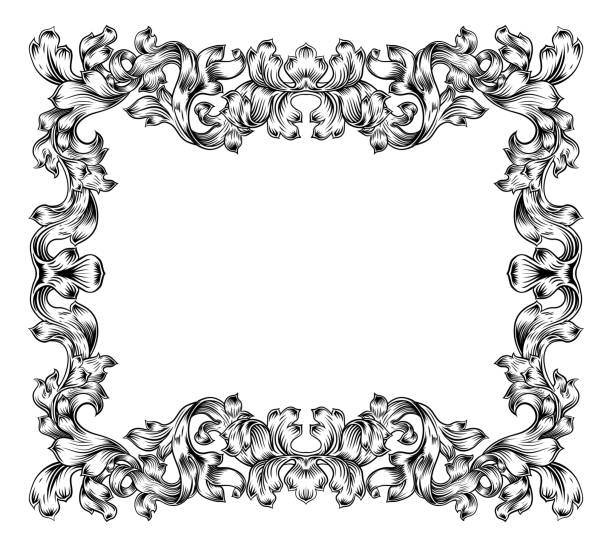 フレームボーダーパターンフィリグリースクロールリーフヴィンテージ - victorian style frame picture frame wreath点のイラスト素材／クリップアート素材／マンガ素材／アイコン素材