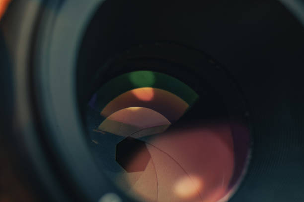 istock Close up Beautiful Camera Lens with reflection  background. Macro view. 1186135056