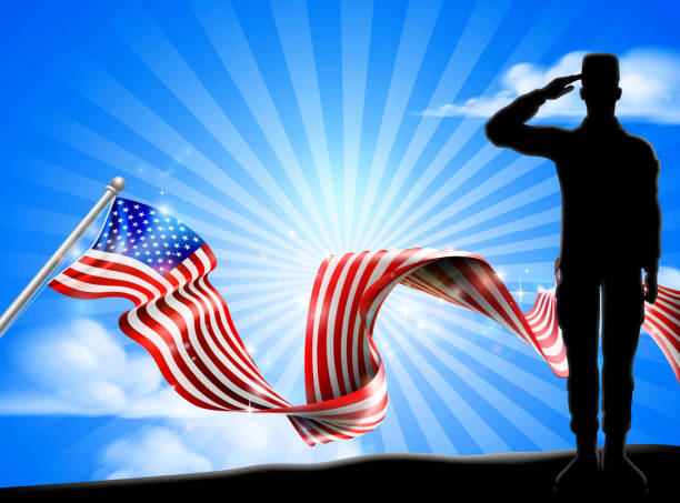 istock American Flag Patriotic Soldier Salute Background 1186135281