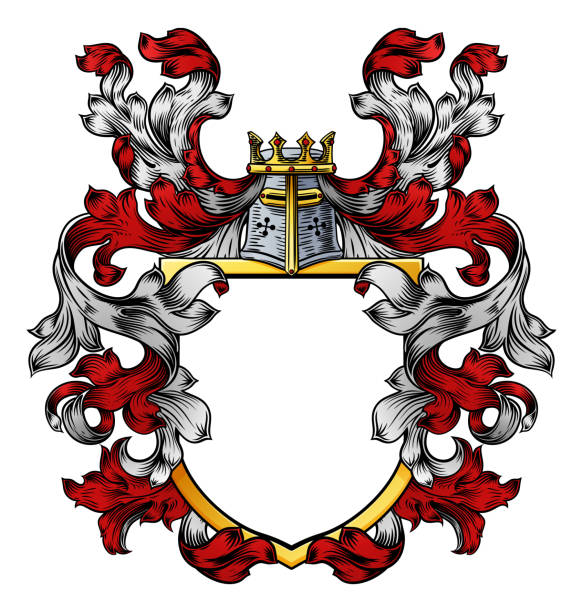 ilustraciones, imágenes clip art, dibujos animados e iconos de stock de escudo de armas crest knight family escudo heráldico - templarios