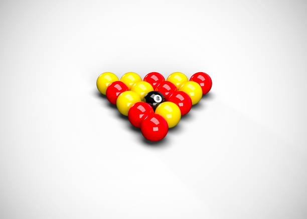 English Pool Billiards Balls Table Set Up 3D Render