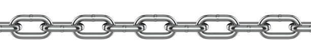 Metal chain links seamless tiled pattern. 3d rendering illustration isolated on white background