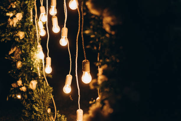 istock wedding decor, decoration of the arch of the exit ceremony with light bulbs 1186145484