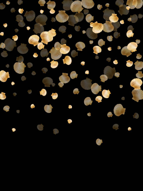 istock Gold seashells vector, golden pearl bivalved mollusks 1186146787