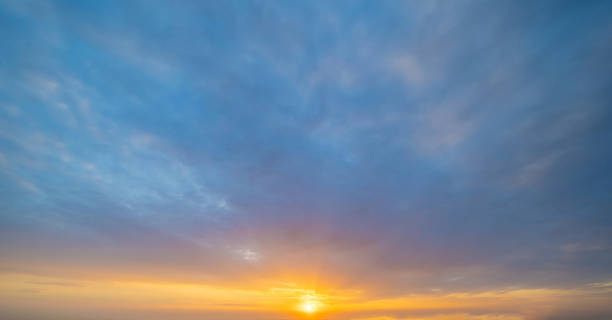 istock Sunset sky. Abstract nature background. Dramatic blue and orange, colorful clouds at twilight time. 1186147564
