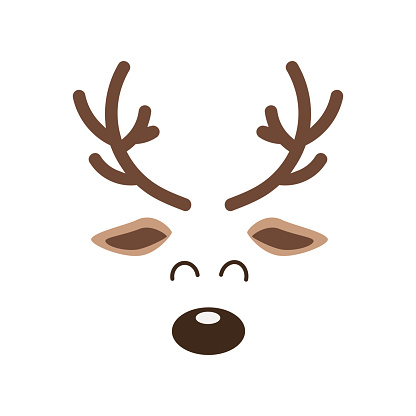 Reindeer Big Nose Cute Close Up Face Isolated White Background Christmas  Card Stock Illustration - Download Image Now - iStock