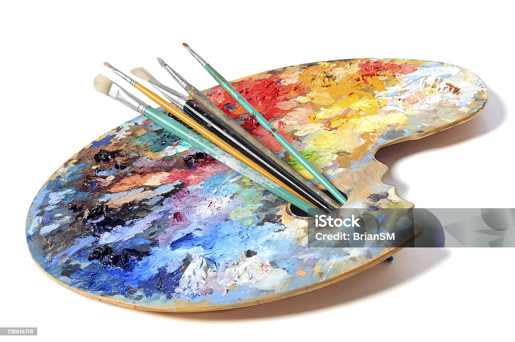 Artist's Palette With Brushes  Artist's Palette Stock Photo