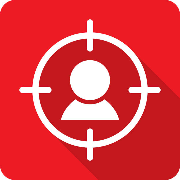 Targeted Icon Silhouette Vector illustration of a red targeted person icon in flat style. executioner stock illustrations