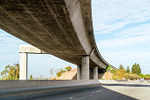 Underside view of freeway at a freeway interchange in East San Francisco bay area, California