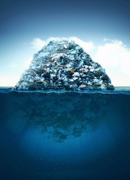 istock garbage iceberg in water, a large trash spot in the Pacific Ocean. 1186164592