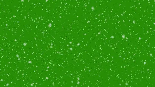 Winter background. falling snow isolated on green screen. 3d Illustration.