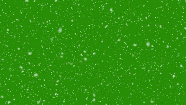 winter background. falling snow isolated on green screen. 3d illustration - snowing snow snowflake night imagens e fotografias de stock