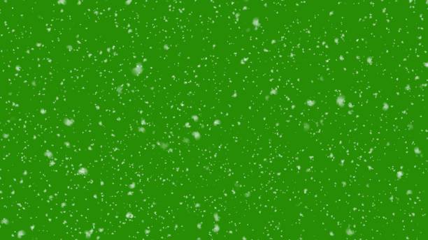 зимний фон. падающий снег изолирован на зеленом экране. 3d иллюстрация - snowing snow snowflake night стоковые фото и изображения