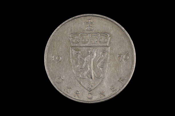 istock A Norwegian five krone coin on a black background 1186169328