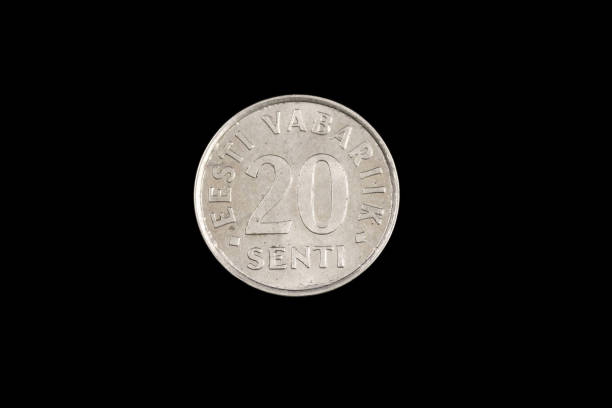istock An old Estonian coin isolated on black 1186169443