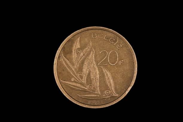 istock An old Belgian franc coin shot against a black background 1186169569