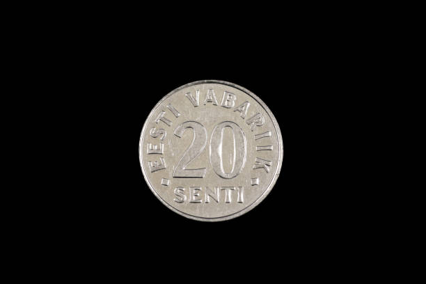 istock An old Estonian coin isolated on black 1186169656