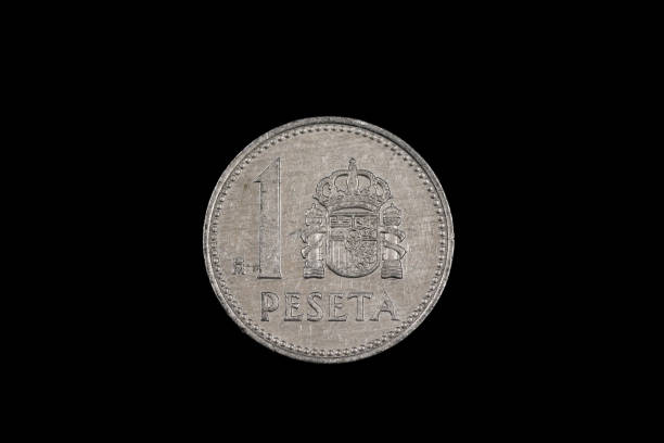istock An old Spanish one peseta coin on black 1186170238