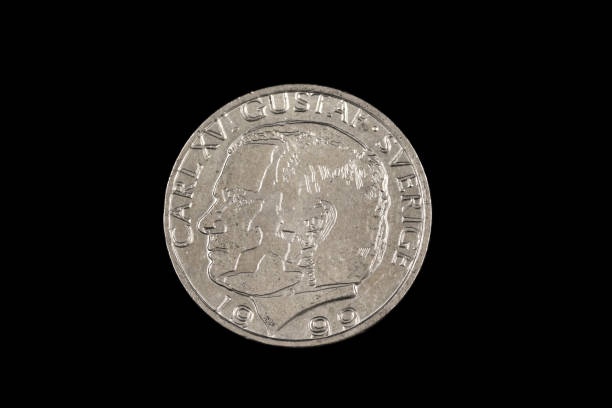 istock An Swedish krone coin on a black background 1186170427