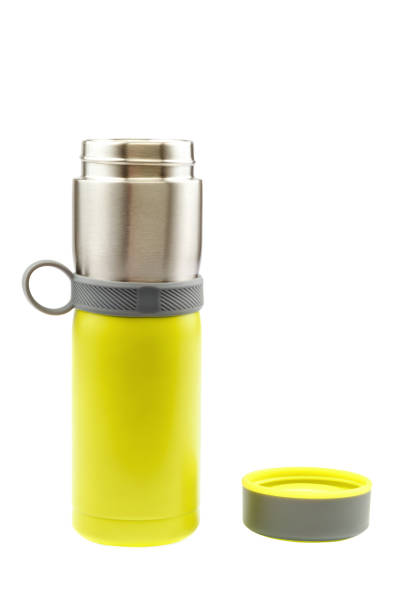 istock Stylish glass thermos isolated on white background 1186173423
