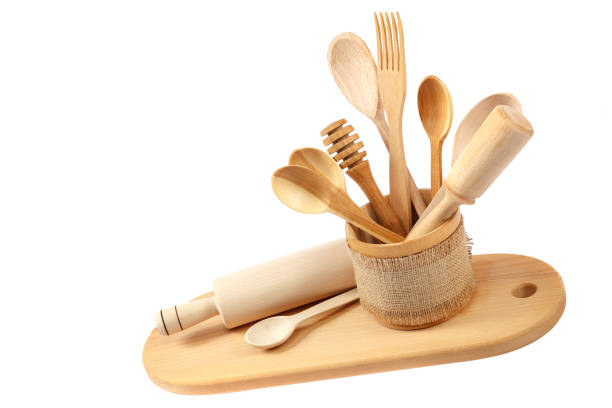istock Wooden kitchen utensils isolated on white background 1186173889