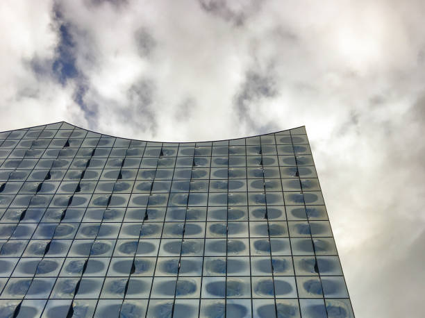 The wavy facade of the concert hall and hotell Elbphilharmonie in Hamburg, Germany