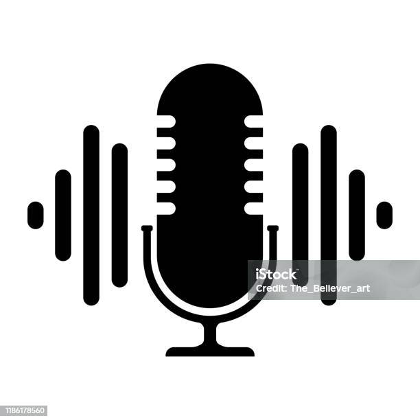 Podcast Icona Su Sfondo Bianco Icona Timbro Logo Illustrazione Vettoriale Stock - Immagini vettoriali stock e altre immagini di Podcasting