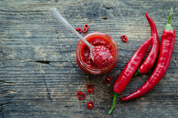 istock Red hot chili jam with fresh ingredients 1186179555