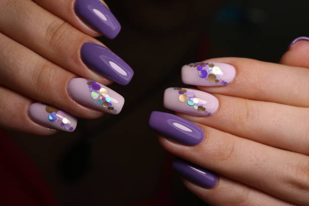 istock glamorous beautiful manicure on a trendy texture 1186184171