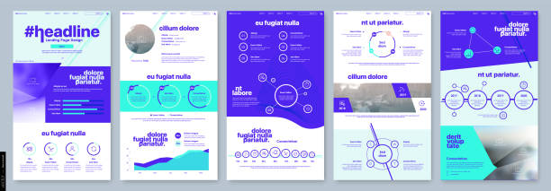 projekt strony docelowej ze strony internetowej. szablon vector interfejs biznesowy. projekt interfejsu użytkownika interfejsu użytkownika strony docelowej. - internet page site stock illustrations