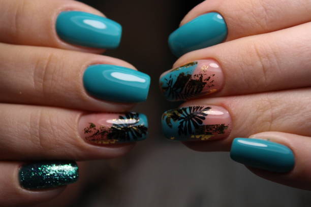 istock glamorous beautiful manicure on a trendy texture 1186188430