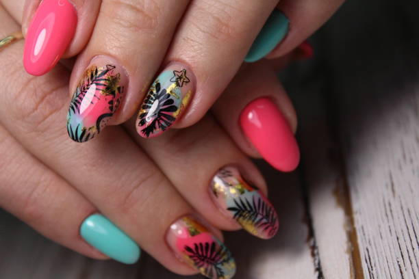 istock glamorous beautiful manicure on a trendy texture 1186188445