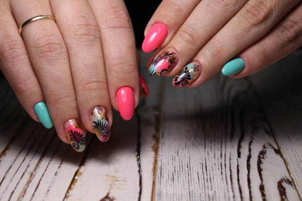 istock stylish design of manicure on beautiful nails 1186188608