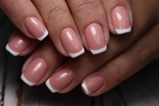 istock Trendy manicure design on a beautiful background. 1186190308