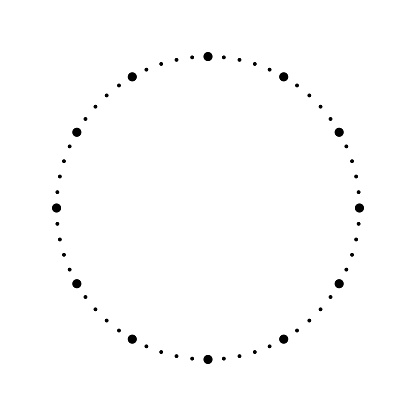 Clock face. Blank hour dial. Dots mark minutes and hours. Simple flat vector illustration.