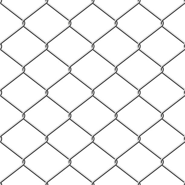 Metal wire fence seamless pattern Realistic wire chainlink fence seamless vector pattern. tillable stock illustrations