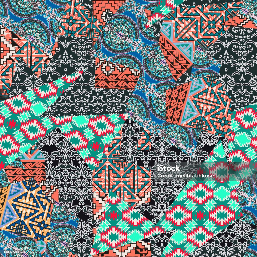 Seamless Pattern Patchwork Style Can Be Used For Scrapbook Postcards ...