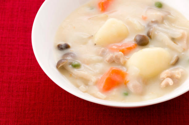 istock Japanese food, Cream stew on Red cloth background 1186206281