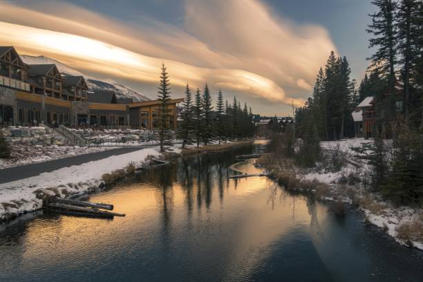 istock Spring Creek Mountain Village and Dramatic Sunset Sky over Bow Valley Canmore Alberta Canadian Rockies 1186213526