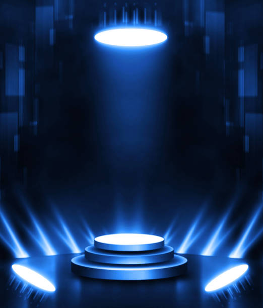 istock 3D Rendering abstract circle battle arena empty stage in spotlights entertainment 1186218909