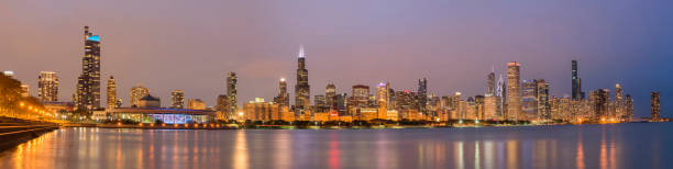 istock Chicago Cityscape Lake Michigan at Night 1186218969