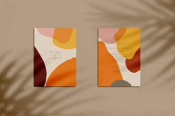 Wedding invitation. Wedding invitation with shadow overlay
(front and back side). Vector illustration drawing shadows stock illustrations