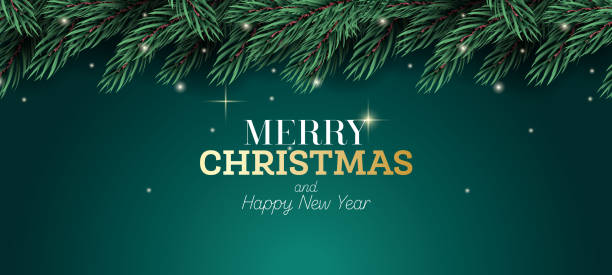 istock Fir Branch with Neon Lights on Green Background. Merry Christmas and Happy New Year. 1186220193